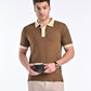 Smooth-Touch Contrast Polo in Cinnamon Brown