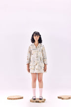Button-Up Renaissance King Print Short Dress