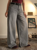 Comet Grey Washed Wide Leg Jeans Stylish Wodrobe