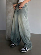 Smoke Blue Washed Wide Leg Jeans Stylish Wodrobe
