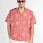 Box-Fit Floral Bloom Linen Shirt in Coral