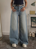 Soft Blue Washed Wide Leg Jeans Stylish Wodrobe