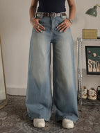 Soft Blue Washed Wide Leg Jeans Stylish Wodrobe