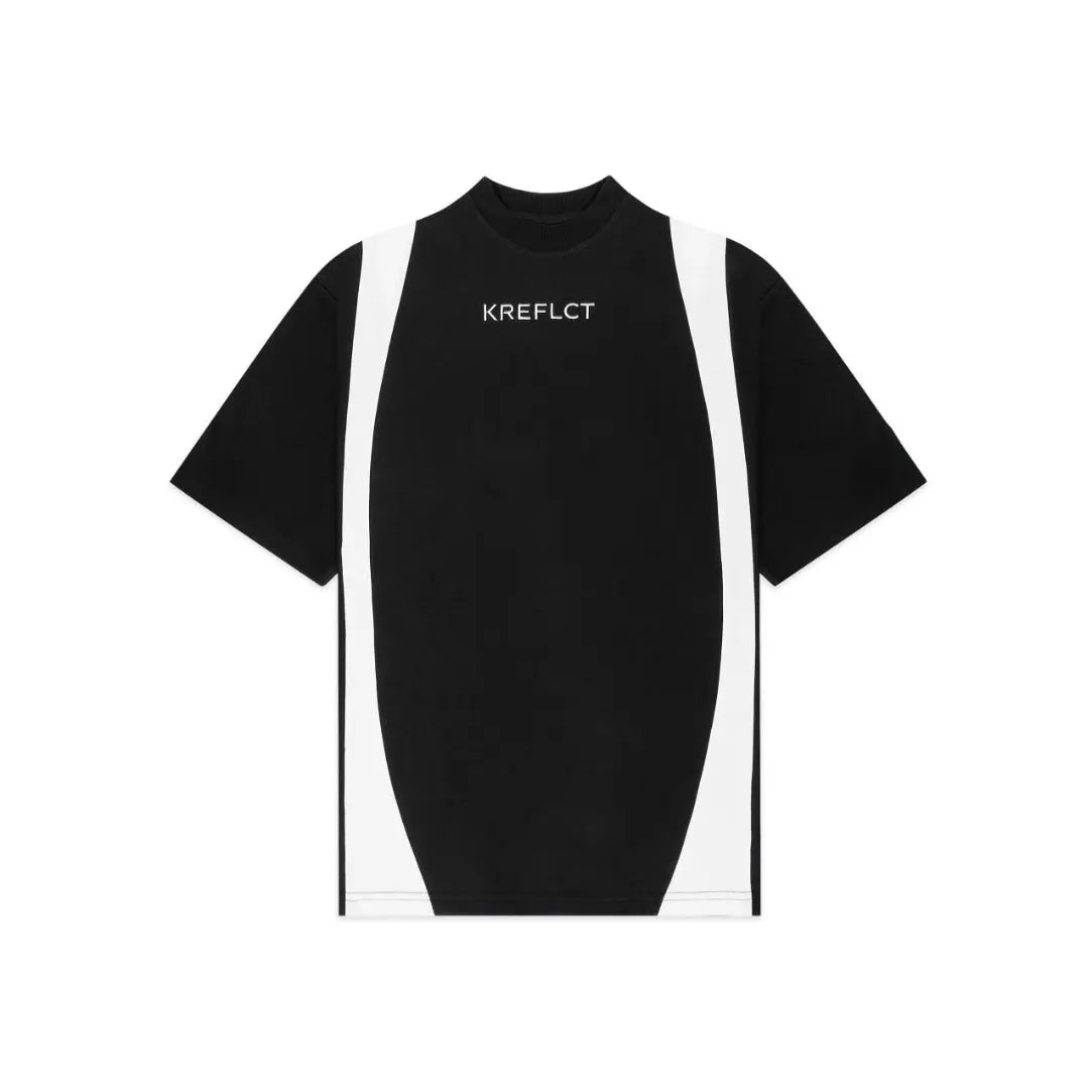 Unisex Embroidered Logo Black & White Splits T-Shirt Kreflct