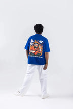"Play Metal" Round Neck Printed Blue T-Shirt Off Sinners