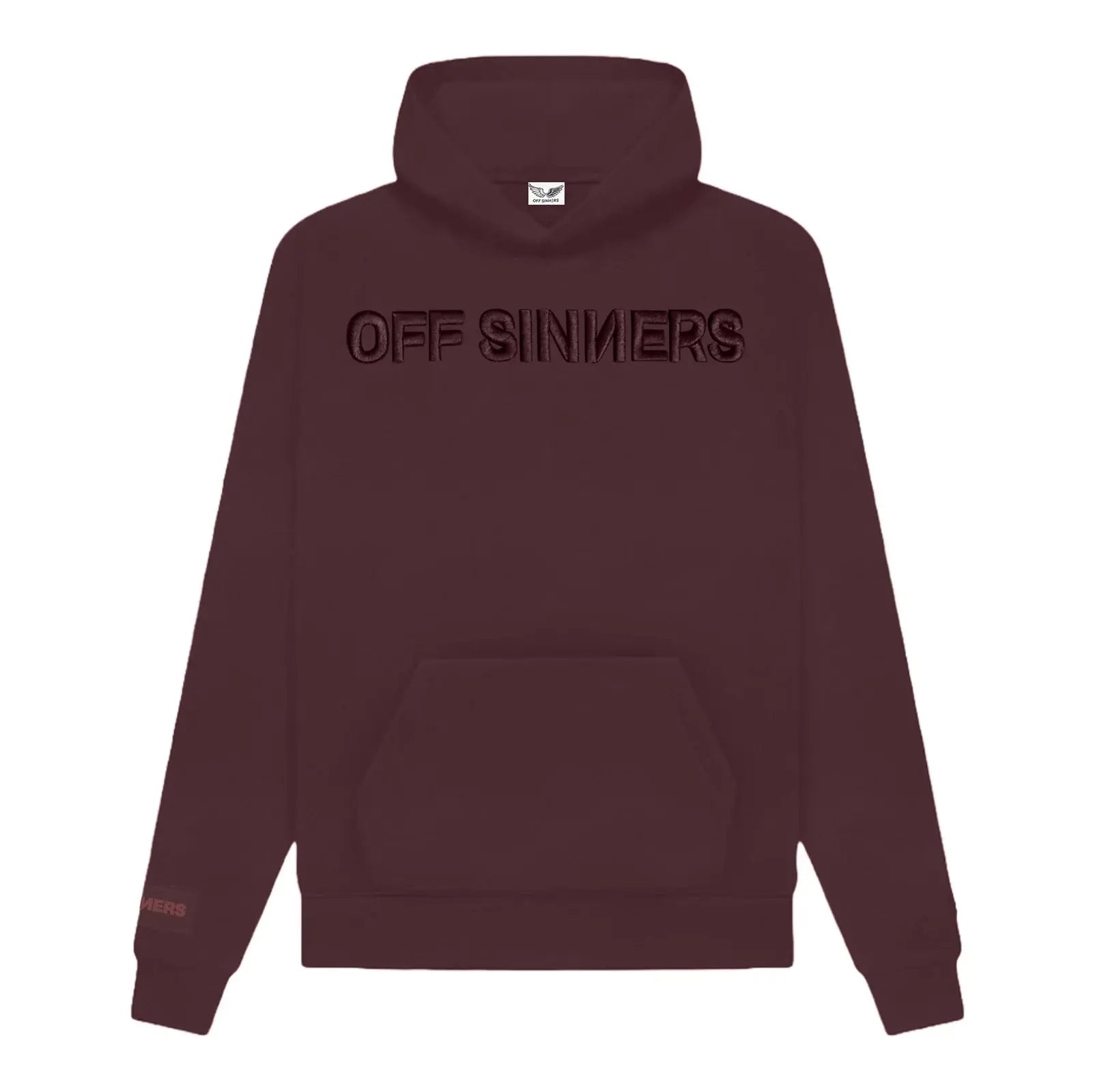 Acid Wash Raven Born Embroidered Brown Hoodie Off Sinners
