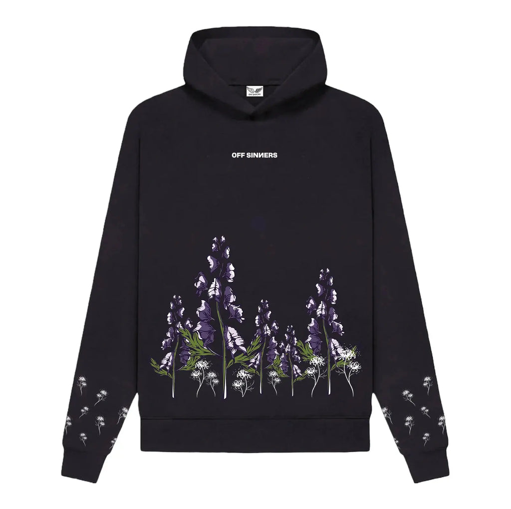 Last Bloom Regular Fit Printed Black Hoodie Off Sinners