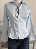 Powder Blue Corset Fitted Shirt