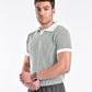 Jacquard Johnny-Collar Knit Polo in Forest Green X White