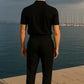 Raven Black Double-Pleated Trousers High-Waist Tapered Fit - Adam Spirit