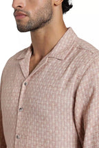 Dusty Rose Jacquard Slim Fit Shirt
