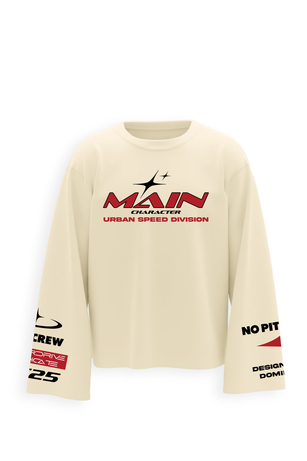 Crossline Printed Oversized White Sweatshirt Main Character