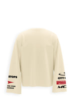 Crossline Printed Oversized White Sweatshirt Main Character