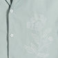 Botanic Bloom Box-Fit Embroidered Linen Shirt in Baby Blue