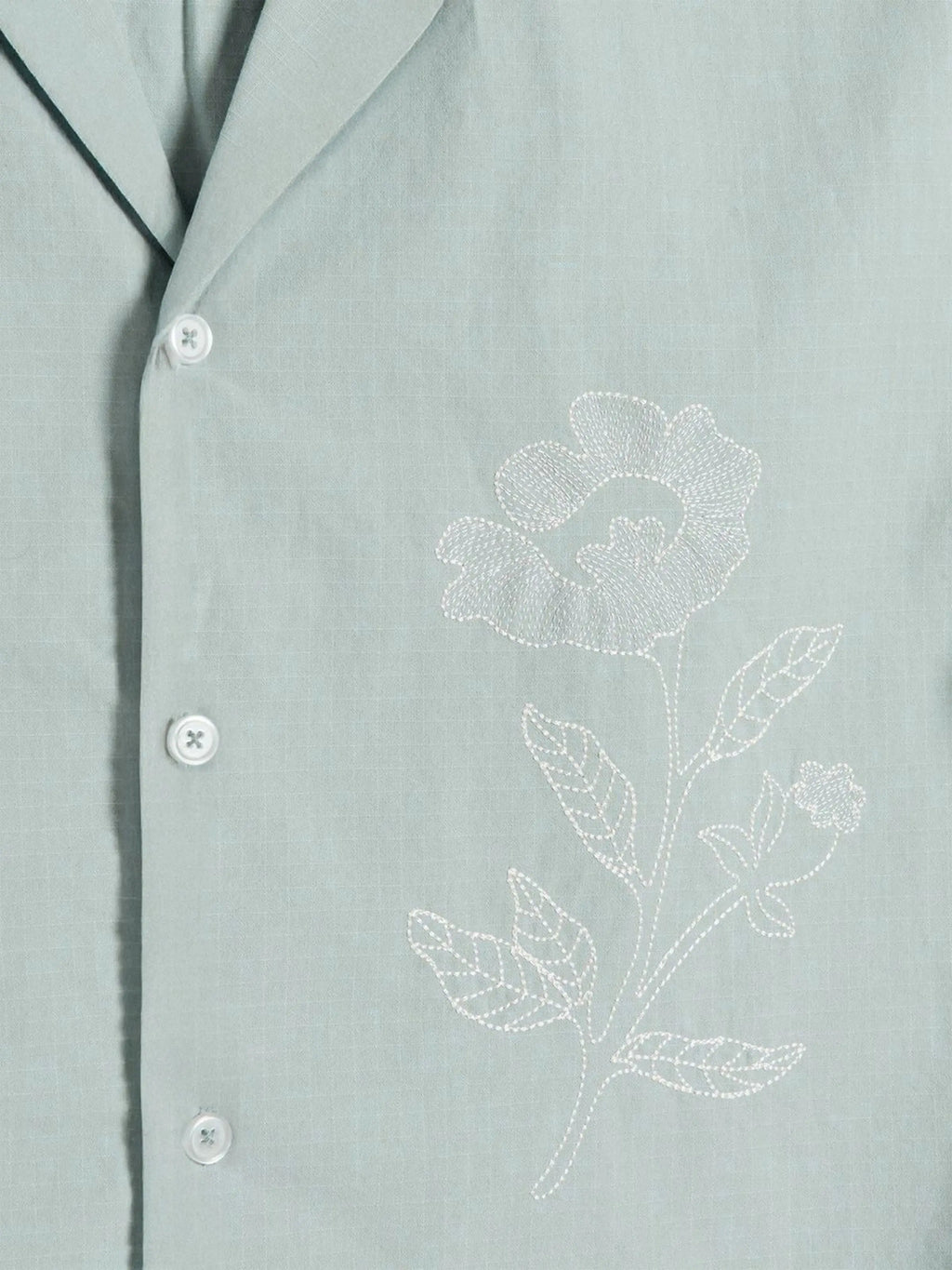 Men's Box-Fit Embroidered Linen Baby Blue Shirt Vellure