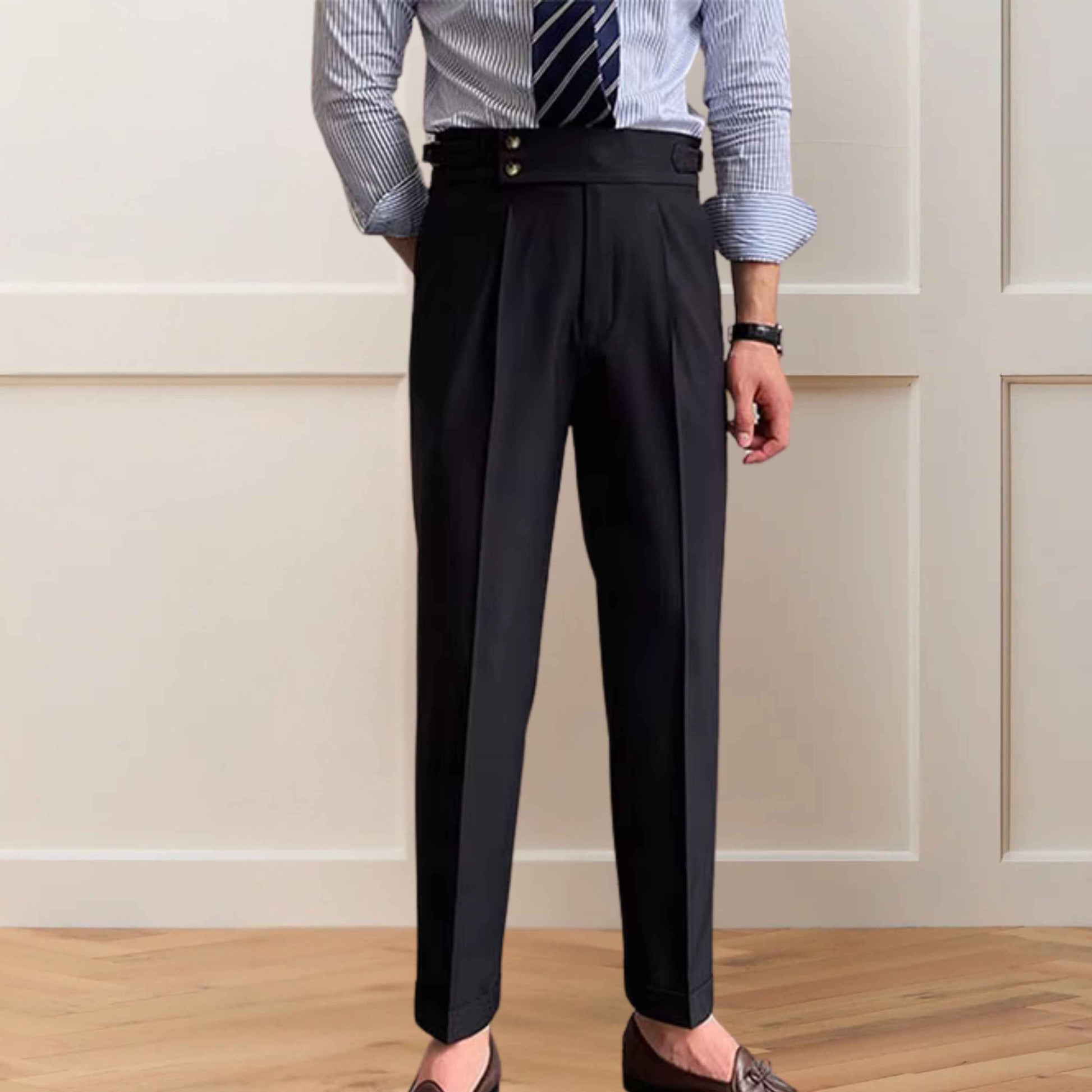 Black Gurkha Pants Double Button | Tailored Fit – Adam Spirit - Adam Spirit