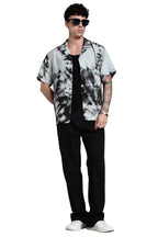 Black And Grey Tie And Dye Slim Fit Shirt