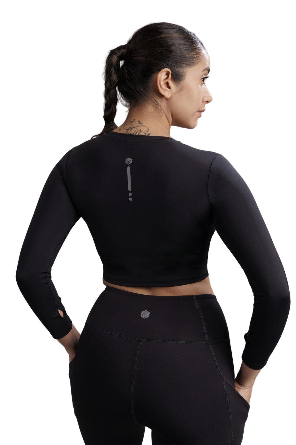 Cropped Active Tee (Carbon Black)