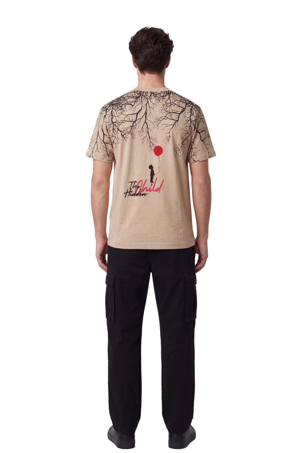 Hidden Child Beige Oversized Printed T-Shirt