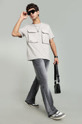 Grey Flared Jeans