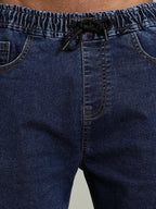 Elastic Waist Denim Shorts – Mid Wash Blue