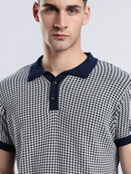 Men's Monaco Jacquard Knit Navy Polo Vellure