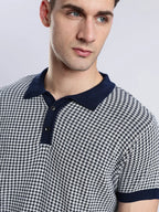 Men's Monaco Jacquard Knit Navy Polo Vellure