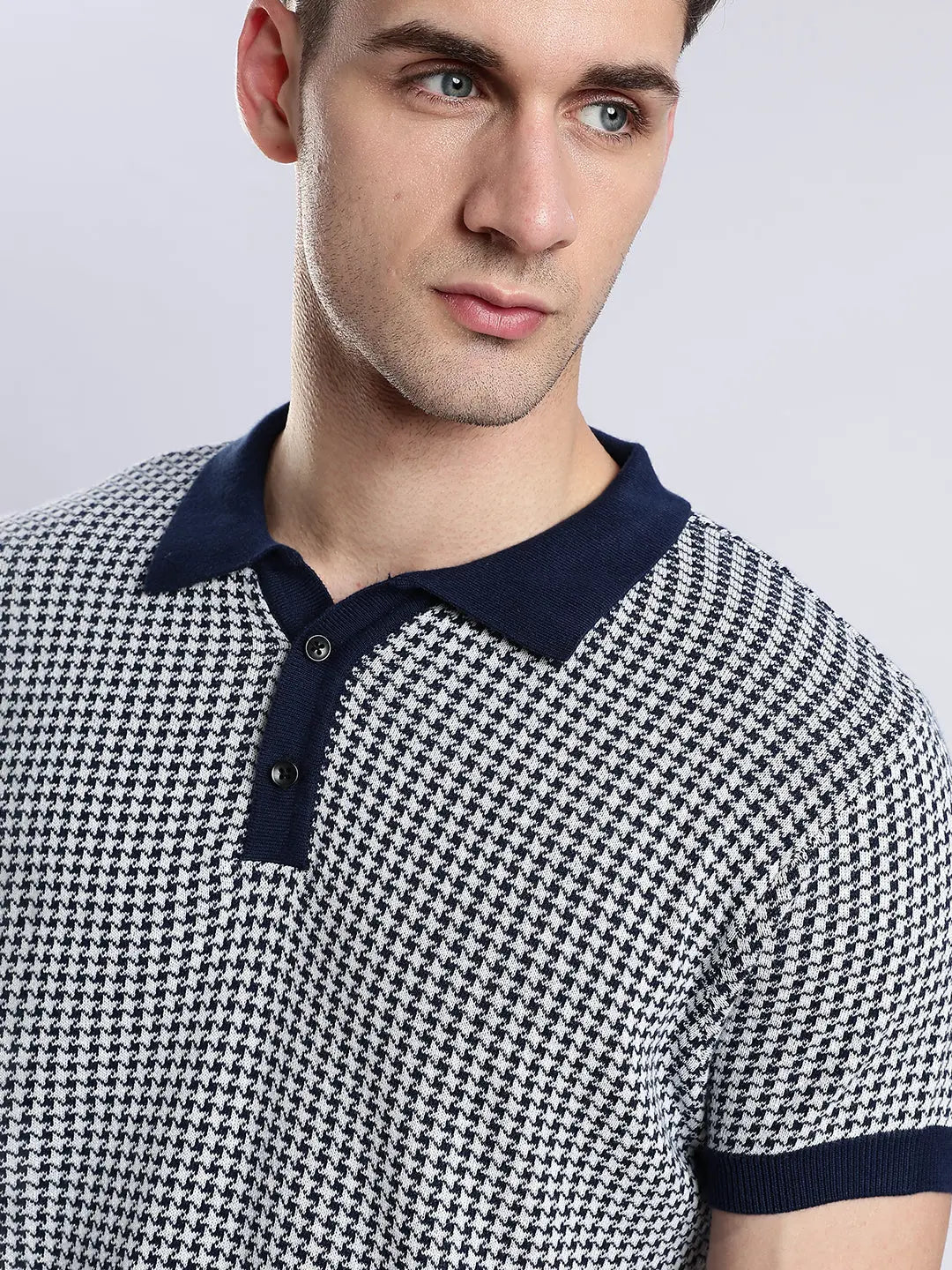 Men's Monaco Jacquard Knit Navy Polo Vellure