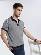 Men's Monaco Jacquard Knit Navy Polo Vellure