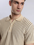 Men's Capri Sandstone Jacquard Knit Polo Vellure