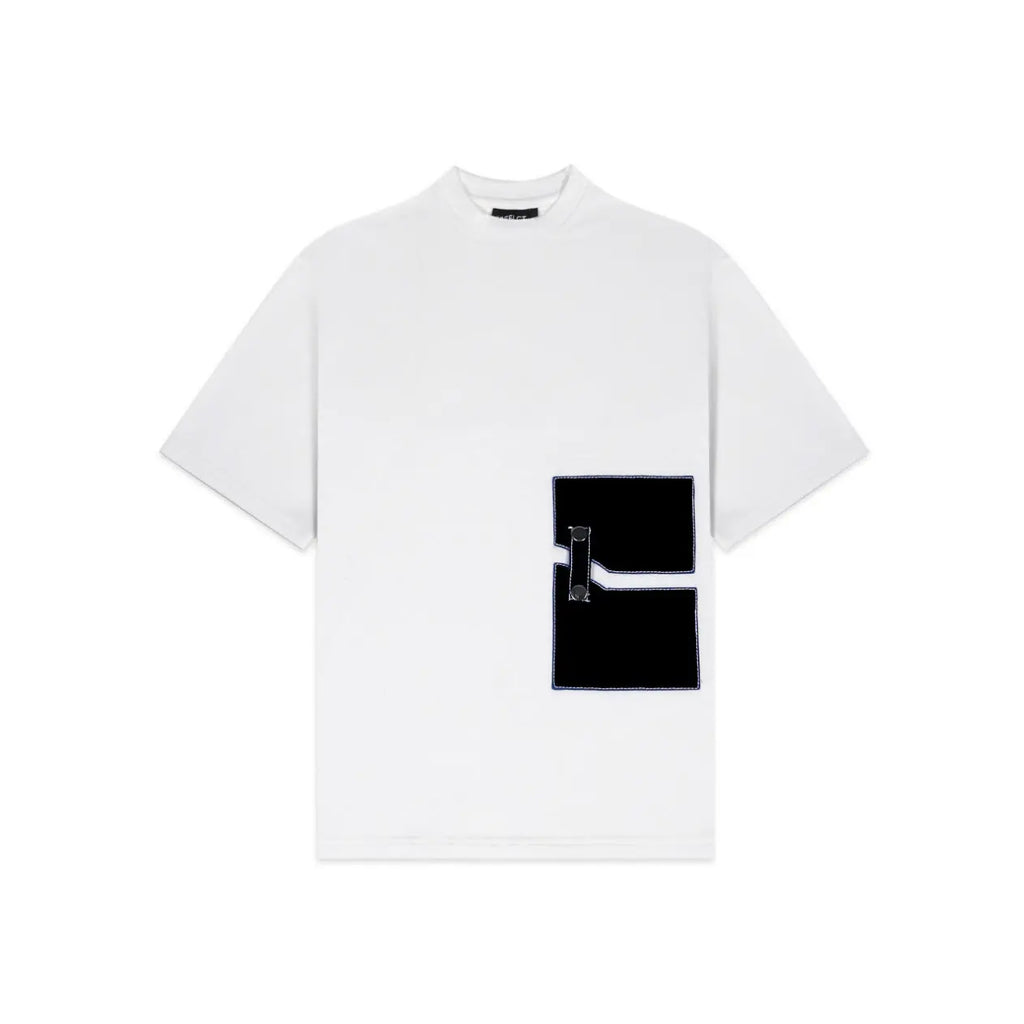 Unisex Round Neck Black Patched White T-Shirt Kreflct