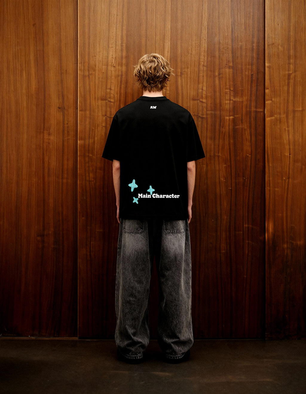 Sao Paulo Printed Black Oversized T-Shirt Main Character