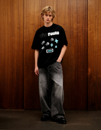 Sao Paulo Printed Black Oversized T-Shirt Main Character