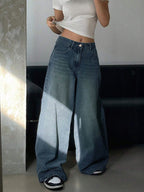 Gothic Blue Tinted Super Wide Leg Jeans Stylish Wodrobe
