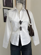 White Long Sleeve Y2K Fitted Shirt