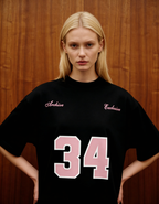 Reimagined Printed Black Oversized T-Shirt Main Character