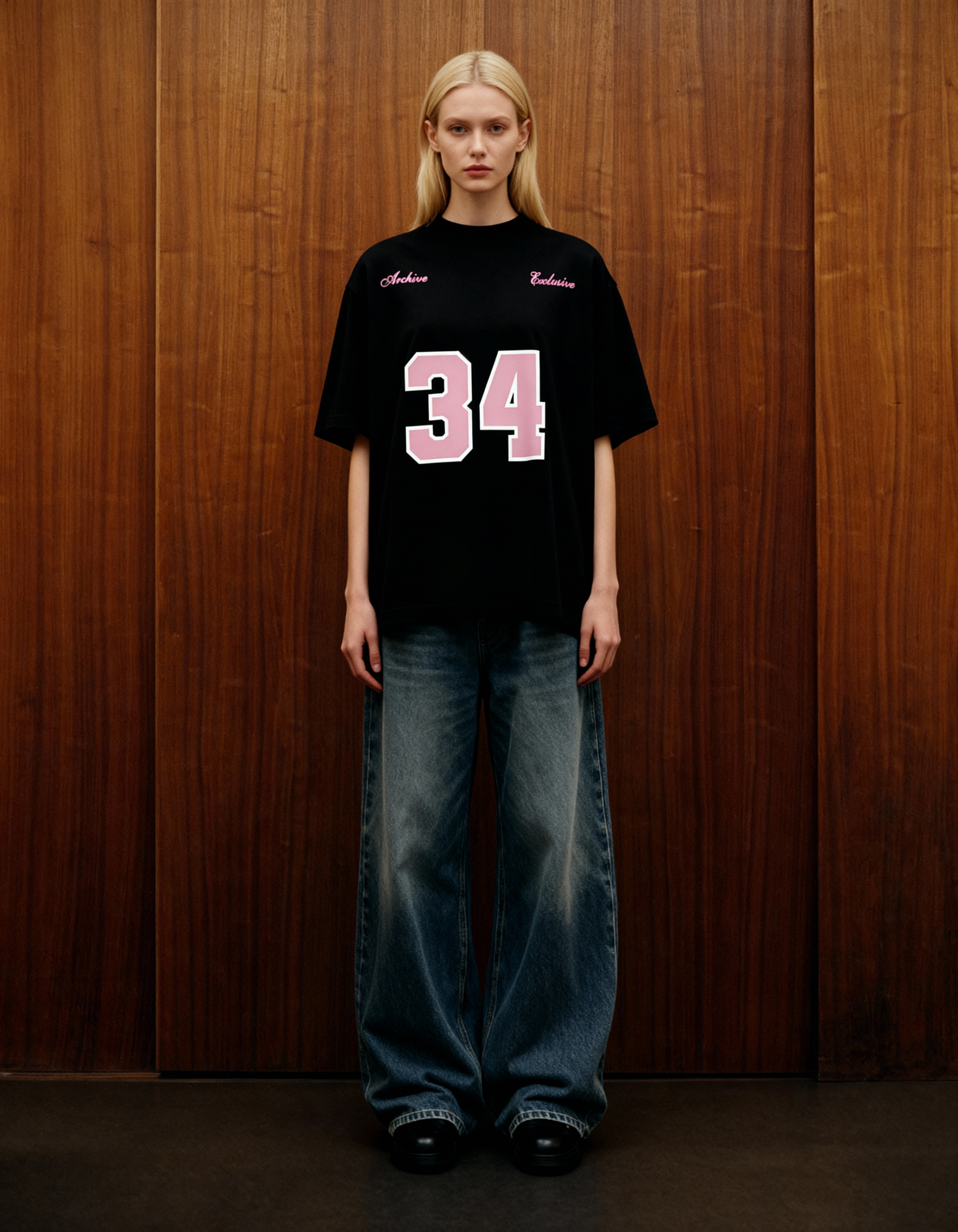 Reimagined Printed Black Oversized T-Shirt Main Character