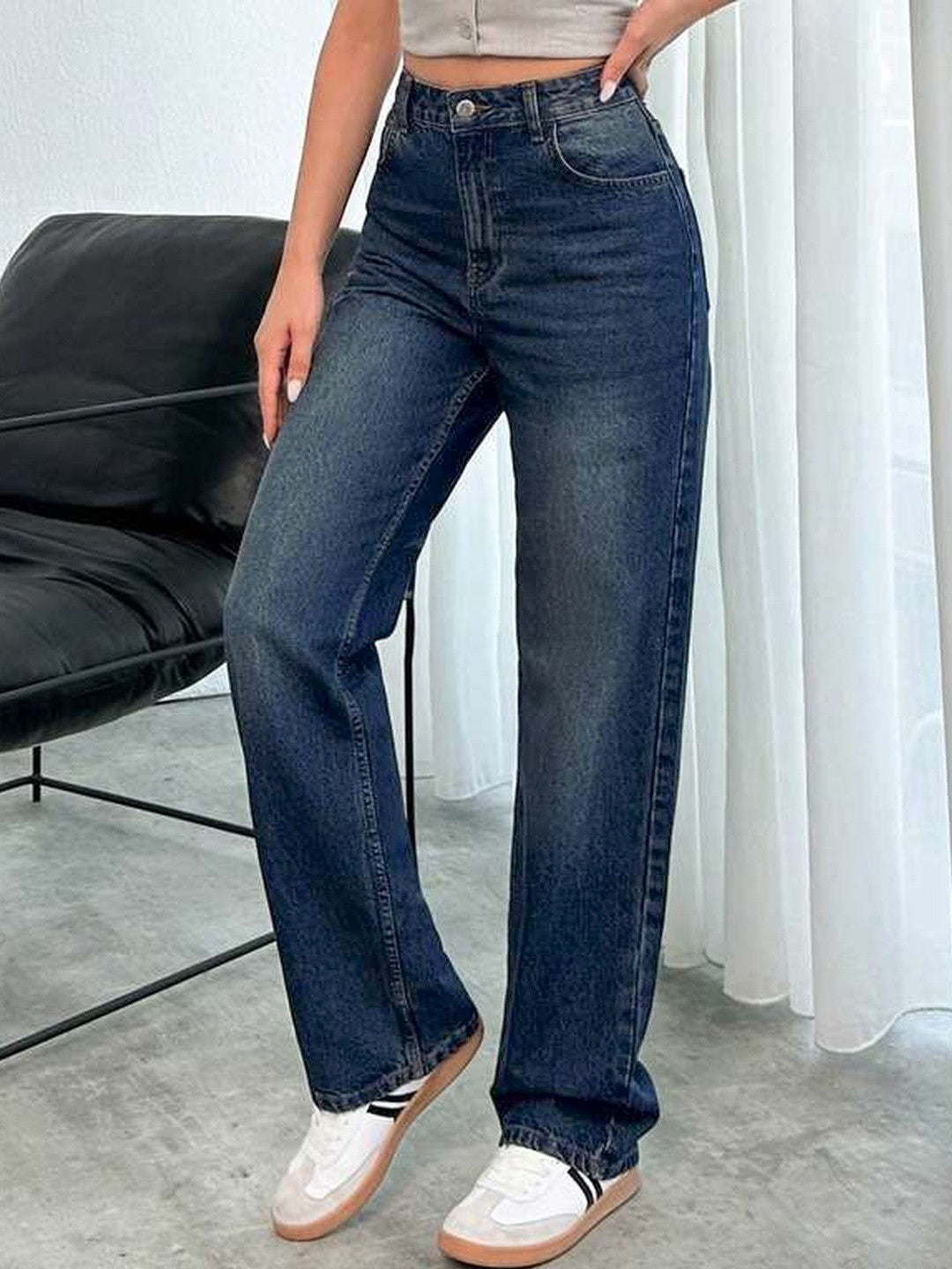 Oxford Blue Tinted Straight Fit Jeans