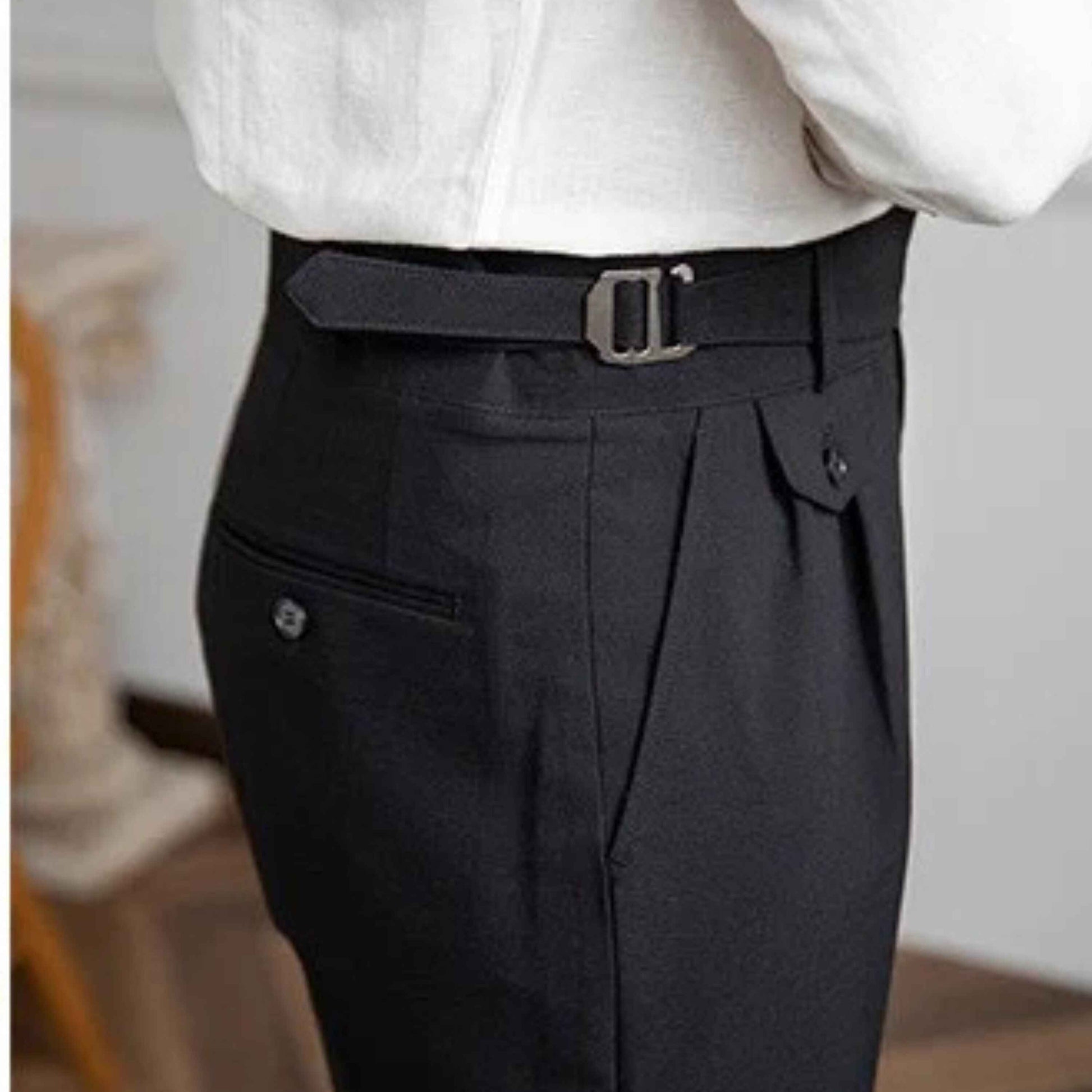 Black Gurkha Pants with Right Front Side Adjuster Buckle| by Adam Spirit - Adam Spirit