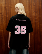 Reimagined Printed Black Oversized T-Shirt Main Character