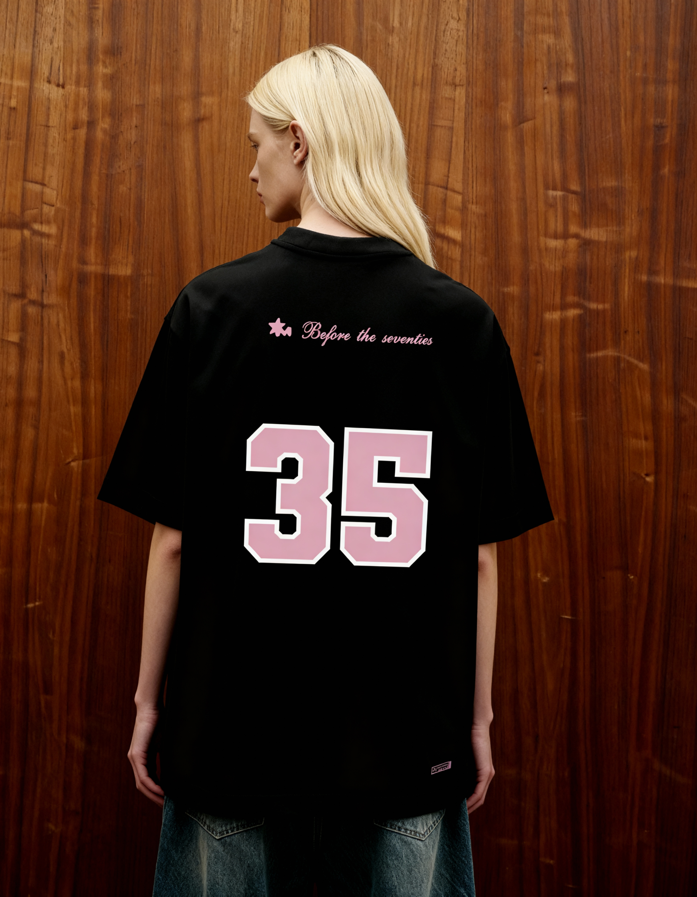 Reimagined Printed Black Oversized T-Shirt Main Character