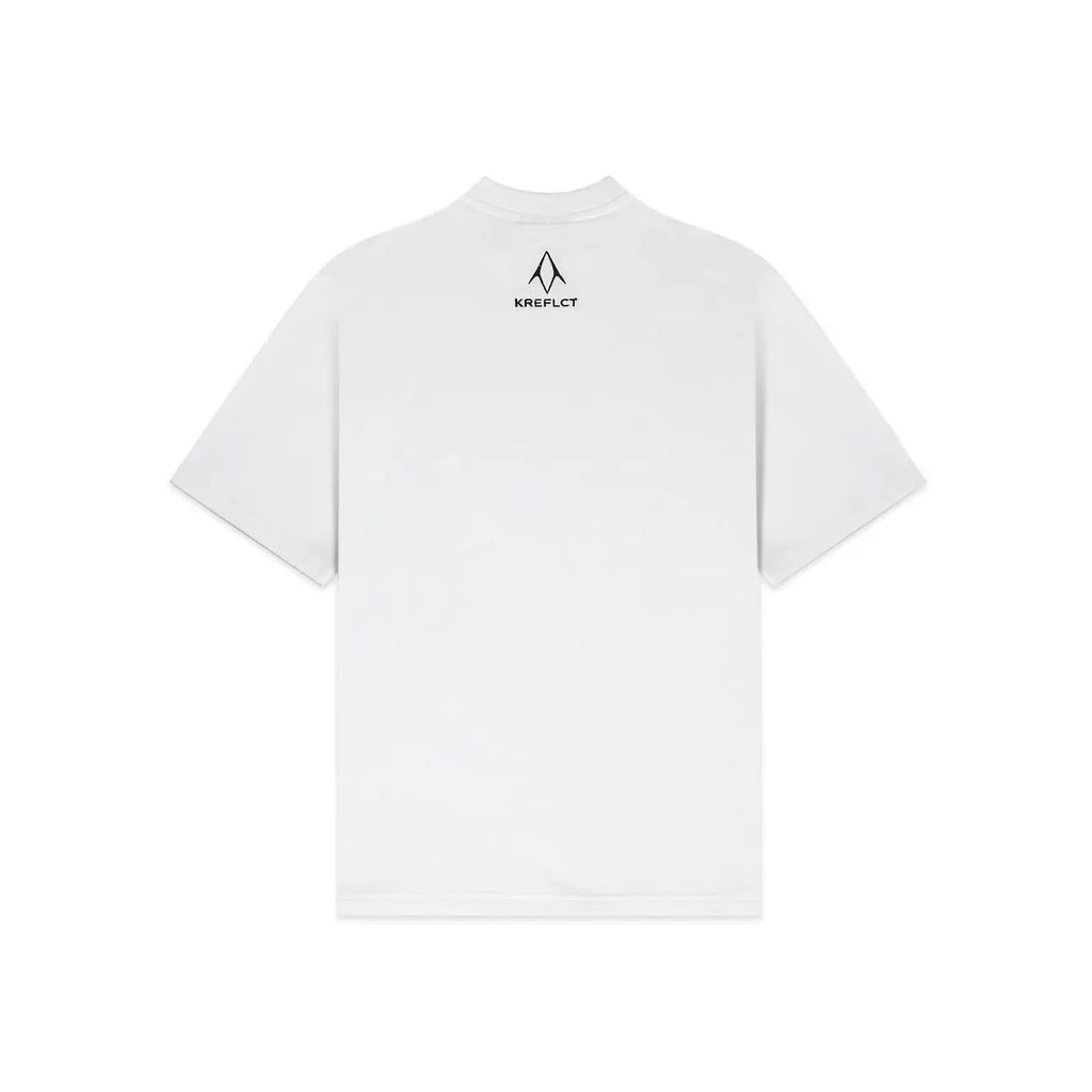 Unisex Round Neck Blue Patched White T-Shirt Kreflct