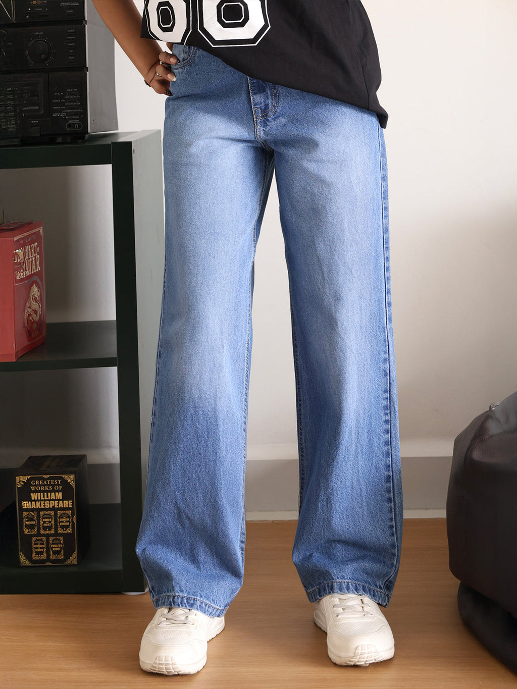 Frost Blue Washed Straight Fit Jeans