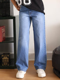 Frost Blue Washed Straight Fit Jeans
