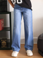 Frost Blue Washed Straight Fit Jeans