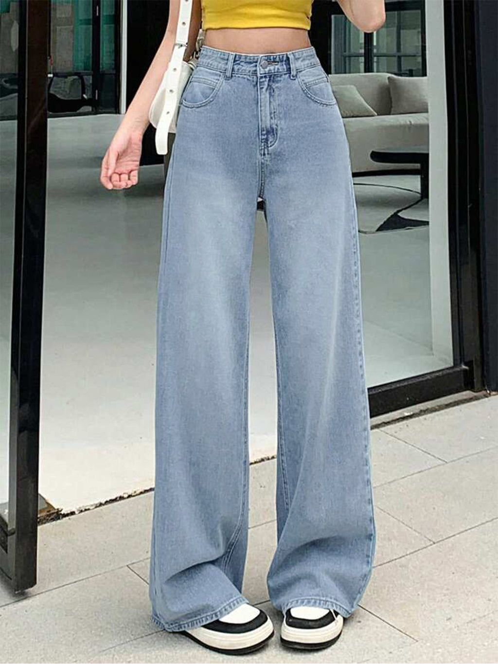 Wispy Blue Washed Wide Leg Jeans Stylish Wodrobe