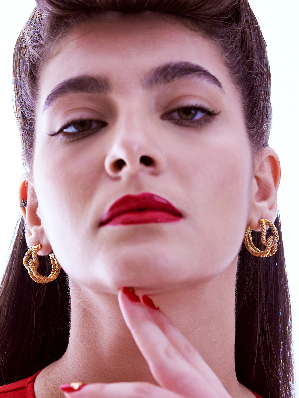 Golden Threaded Circular Hoops