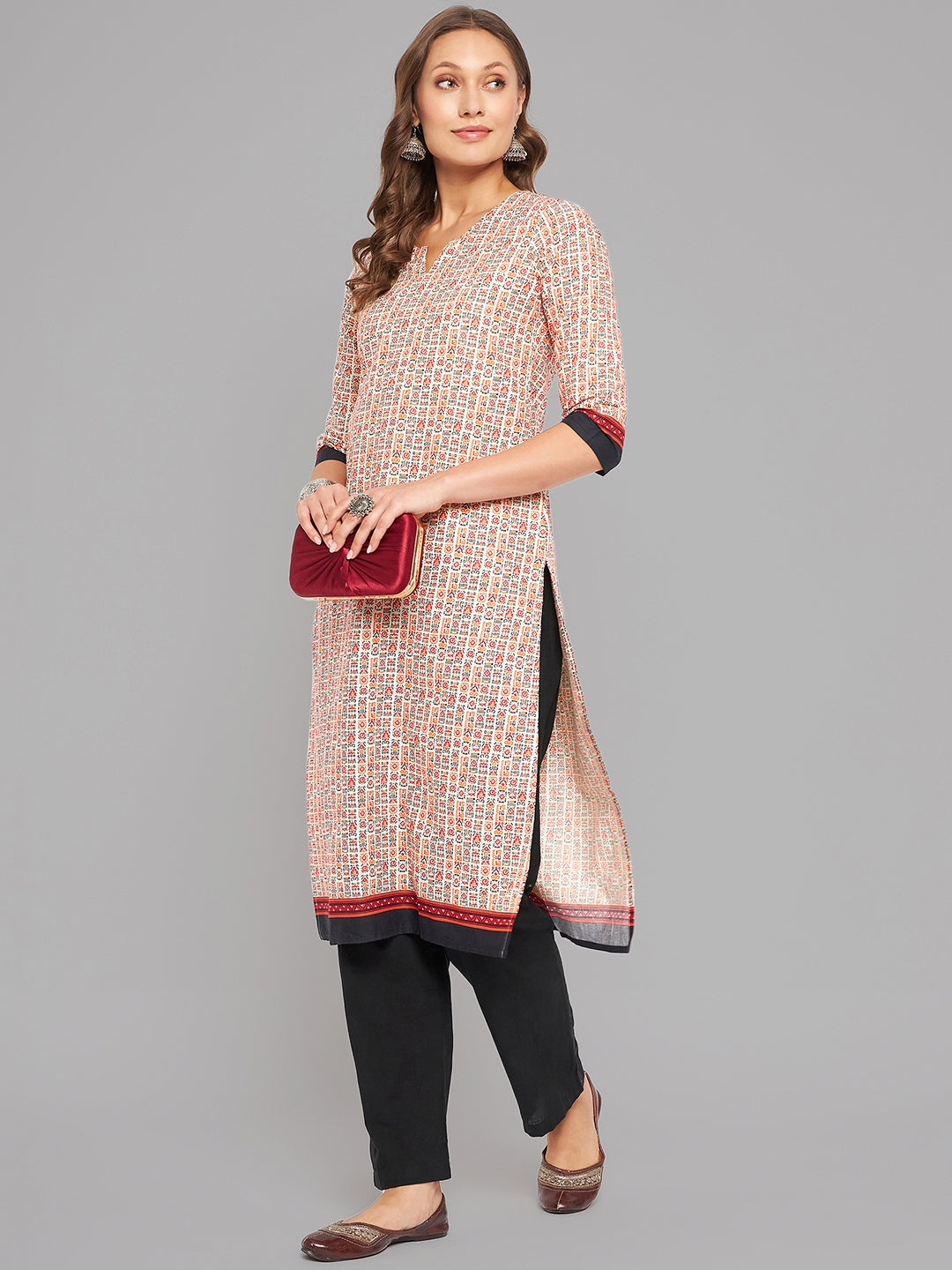 Women Multicolor Printed Straight Kurta