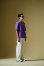Wait For Nobody Printed Purple Oversized T-Shirt Main Character