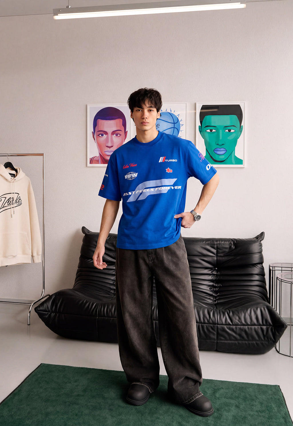Fast Feel Blue Heavyweight Oversized T-Shirt